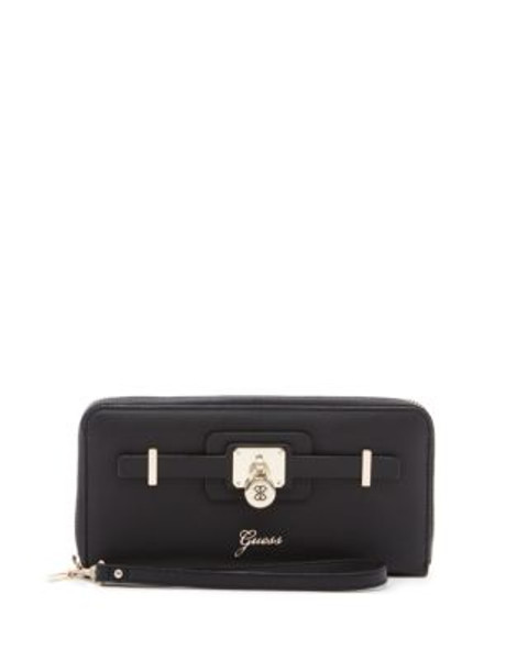 Guess Greyson Large Zip Around Wallet - BLACK