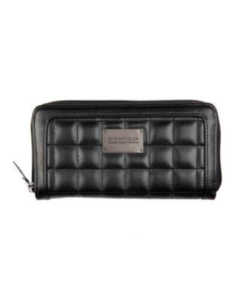 Club Rochelier Quilted Zip Around Wallet - BLACK