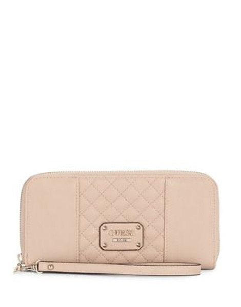 Guess Latisha Quilt Zip-Around Wristlet - ALMOND