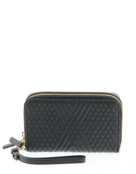 Vince Camuto Ada Double-Zip Leather Wristlet - RAVEN