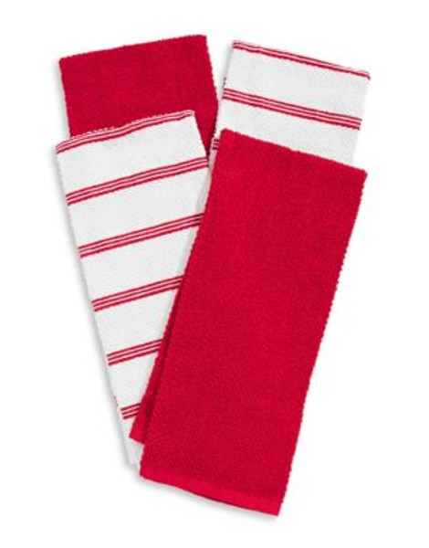 Essential Needs Four-Set Kitchen Towels - RED