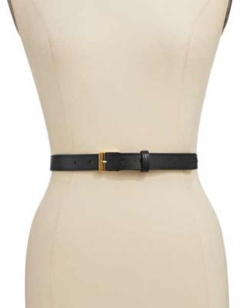 Lauren Ralph Lauren Smooth Leather Belt - BLACK - LARGE