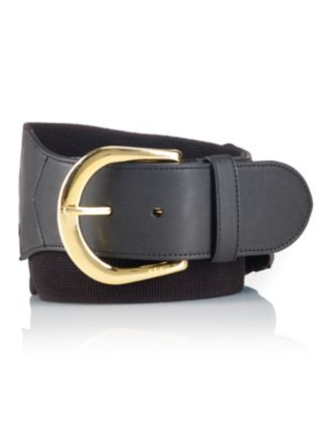 Lauren Ralph Lauren Monogram Stretch Belt - BLACK/GOLD - LARGE