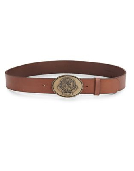 Lauren Ralph Lauren Logo Plate Leather Belt-TAN - TAN - X-LARGE