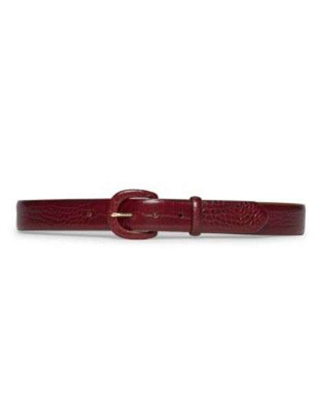 Lauren Ralph Lauren Croc-Embossed Leather Belt-ROSEWOOD - ROSEWOOD - X-LARGE