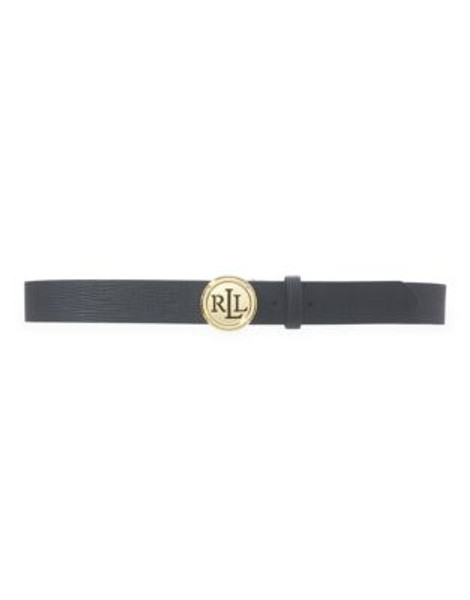 Lauren Ralph Lauren Saffiano Leather Belt - BLACK - LARGE