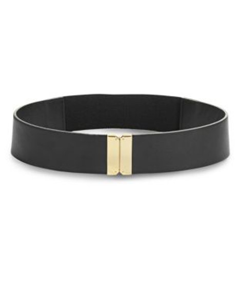 Lauren Ralph Lauren Faux Leather Elastic Belt - BLACK - SMALL