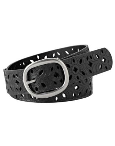 Fossil Floral Perf Strap Belt - BLACK - SMALL