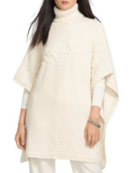 Lauren Ralph Lauren Wool-Alpaca Turtleneck Poncho - NATURAL - SMALL/MEDIUM