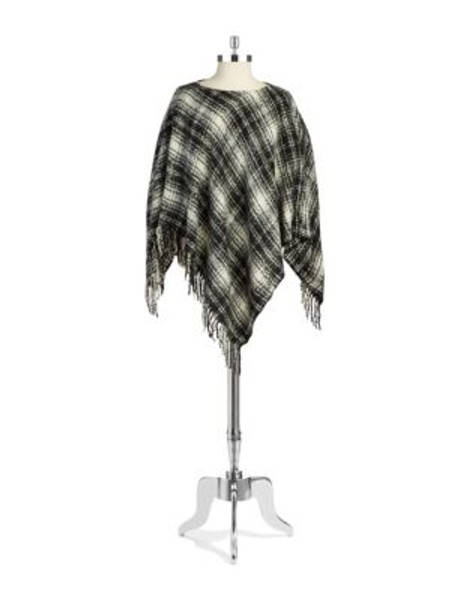 Lauren Ralph Lauren Plaid Poncho - BLACK/IVORY TARTAN