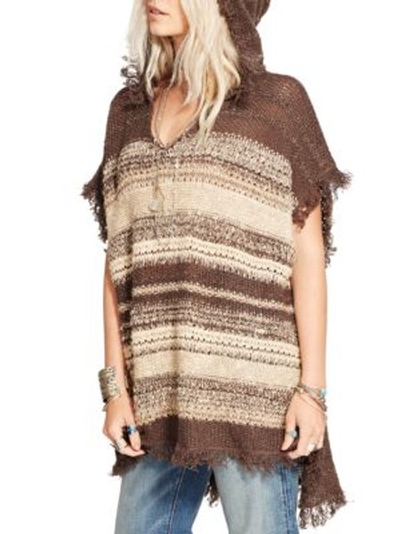 Denim & Supply Ralph Lauren Cotton Linen-Blend Fringed Poncho-BROWN - BROWN - X-SMALL/SMALL