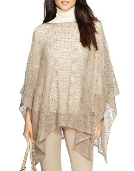 Lauren Ralph Lauren Pointelle-Knit Poncho-NATURAL - NATURAL - LARGE/X-LARGE