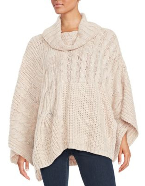 Jessica Simpson Cable Knit Poncho - BEIGE - MEDIUM