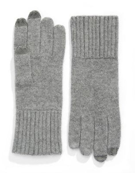 Lord & Taylor Ribbed Cashmere Texting Gloves - GREY HEATHER