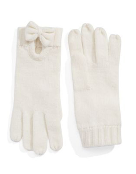 Kate Spade New York Gathered Bow Knit Gloves - CREAM