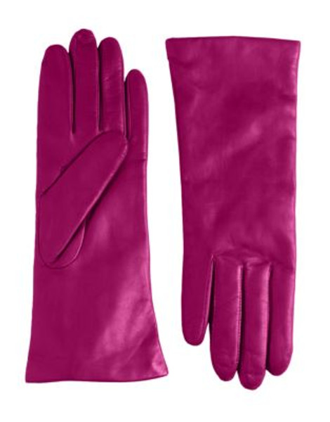 Lord & Taylor Cashmere-Lined 10.75" Leather Gloves - AMETHYST - 6