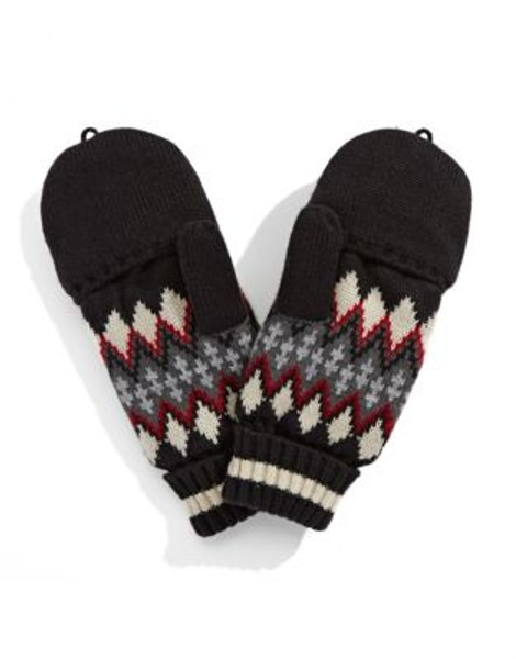 Olympic Collection Nordic Fleece Fingerless Mittens-BLACK - BLACK - LARGE/X-LARGE