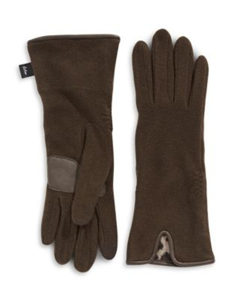Echo Notched Cuff Touchscreen Gloves - DARK BROWN - MEDIUM