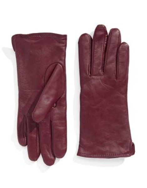 Lord & Taylor Cashmere-Lined 9" Leather Gloves - CHIANTI (BURGUNDY) - 6