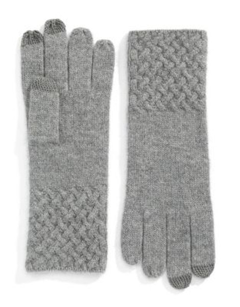 Lord & Taylor Touch Cashmere-Blend Gloves - GREY HEATHER