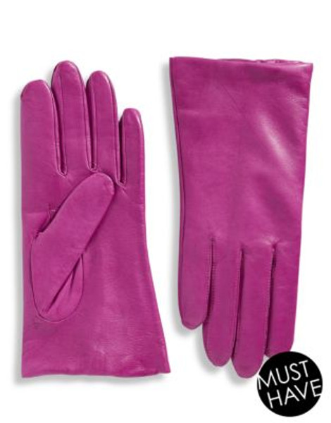 Lord & Taylor Cashmere-Lined 9" Leather Gloves - CUBERDON (FUSCHIA PINK) - 6.5