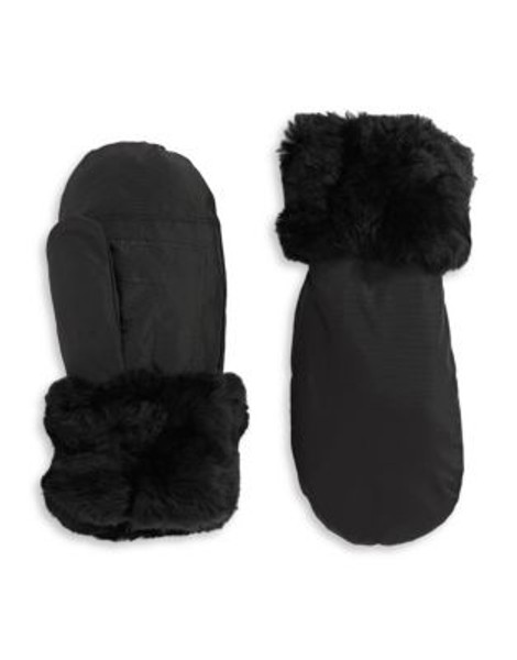 Pajar Oxford Mittens with Rabbit Fur - BLACK