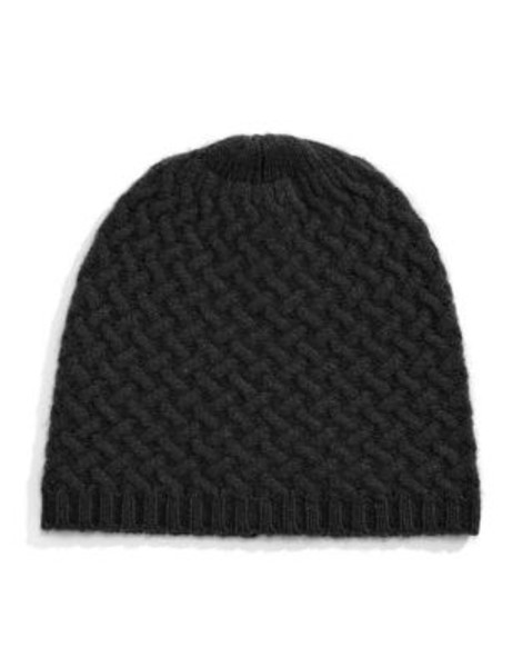 Lord & Taylor Cashmere Basketweave Tuque - BLACK