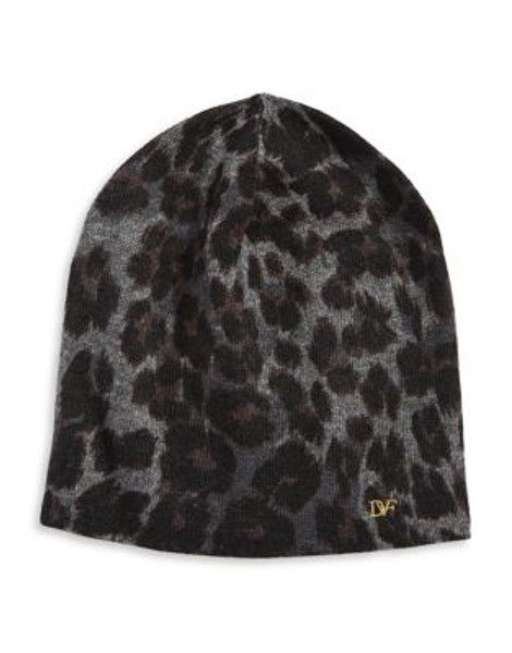 Diane Von Furstenberg Leopard Wool-Cashmere Blend Hat - VINTAGE LEOPARD GREY