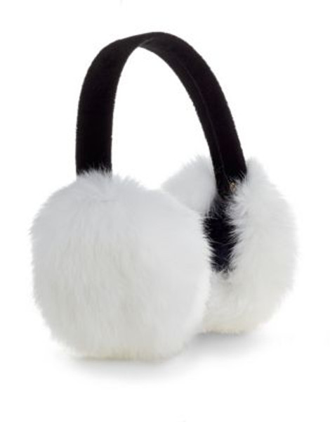 Surell Soft Rabbit Fur Earmuffs - WHITE