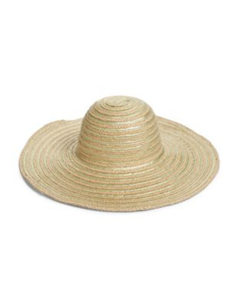 Echo Metallic Ribbon Brim Straw Hat - BEIGE