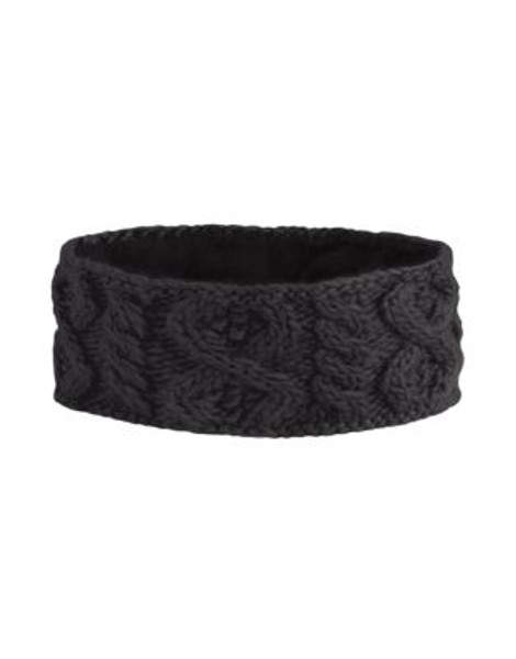 Rella Cable Knit Fleece-Lined Headband - BLACK