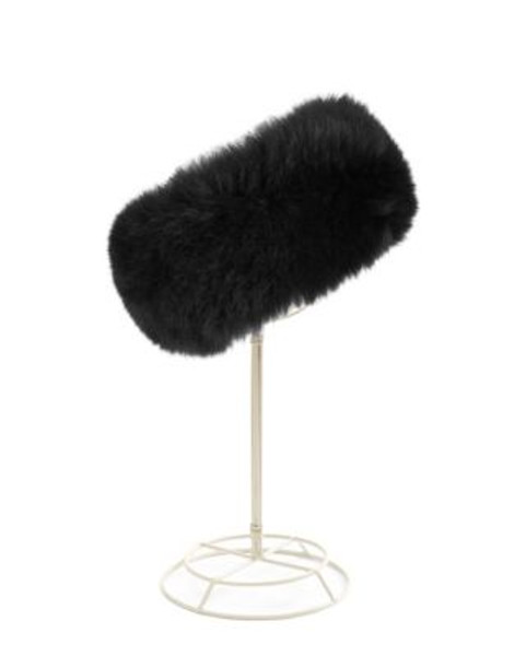 Surell Convertible Fur Headband Scarf - BLACK