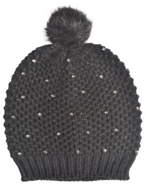 Collection 18 Rhinestone Ice Wall Beanie - BLACK PAINT