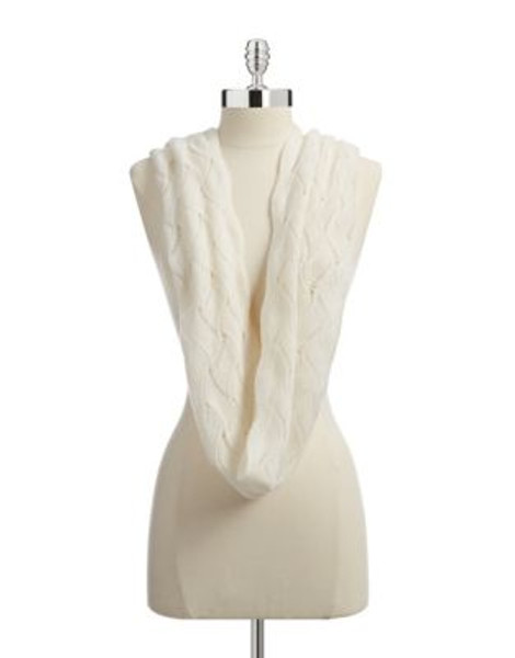 Lord & Taylor Pointelle Cashmere Loop Scarf - IVORY