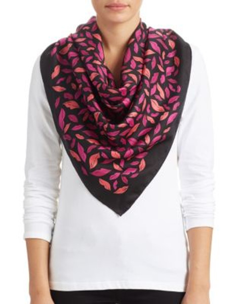 Diane Von Furstenberg Lip Print Silk Scarf - PINK/PURPLE