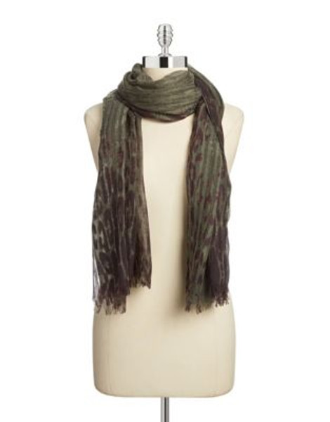 Lord & Taylor Textured Leopard Print Scarf - DUSKY GREEN