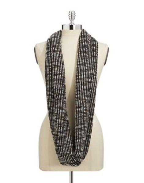 Lord & Taylor Salt and Pepper Loop Scarf - BLACK