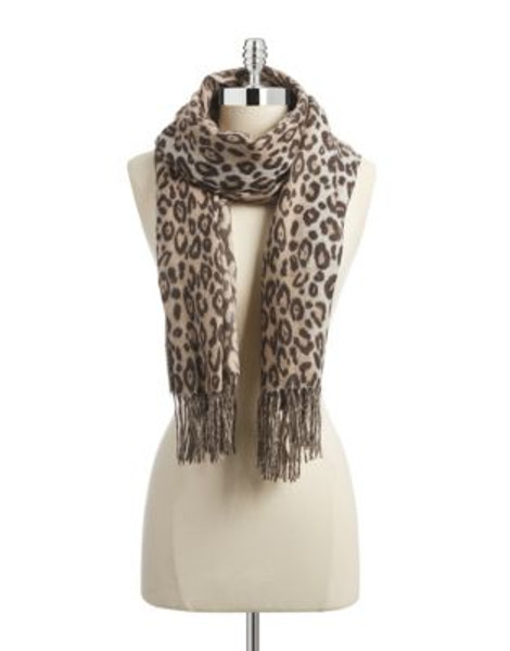 Lord & Taylor Leopard Print Scarf - TAUPE
