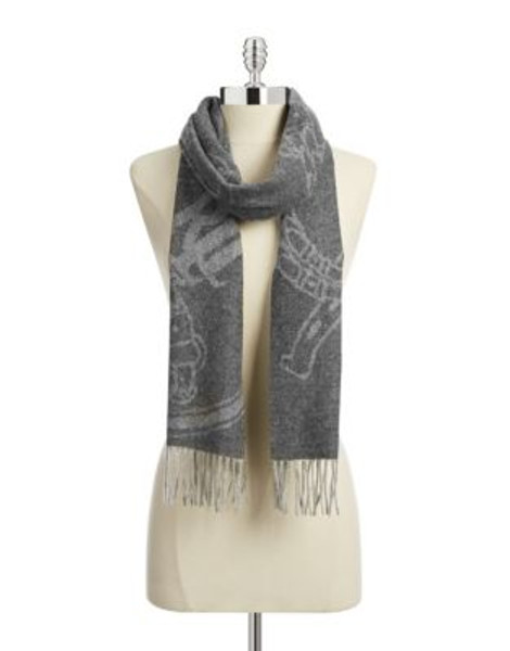 Lauren Ralph Lauren Jacquard Bridle Wool Scarf - CHARCOAL/ LIGHT GREY