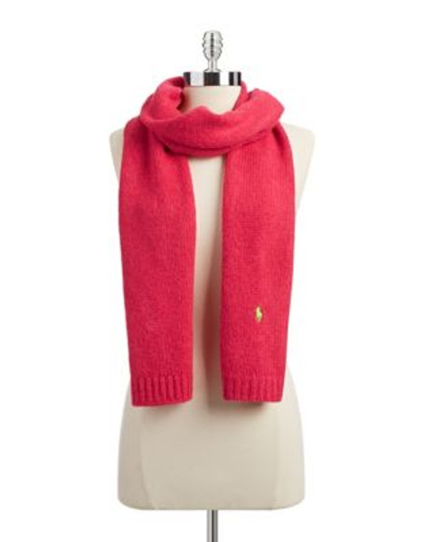 Polo Ralph Lauren Wool-Blend Knit Logo Scarf - CORAL