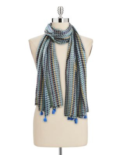 Collection 18 Tassel Fringe Scarf - BLUE