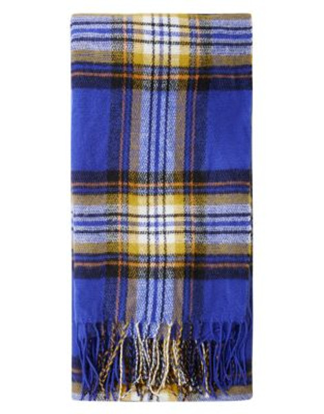 Topshop Plaid Long Scarf - BLUE