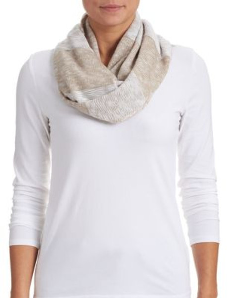 Calvin Klein Plaited Stripe Infinity Scarf - ALMOND