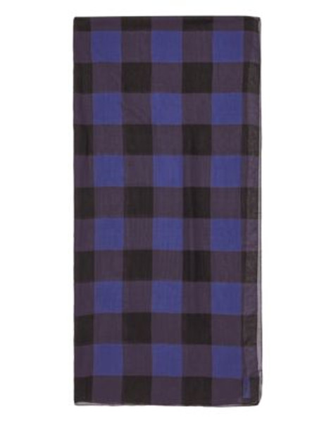 Reiss Oversized Gingham Print Scarf - BLUE