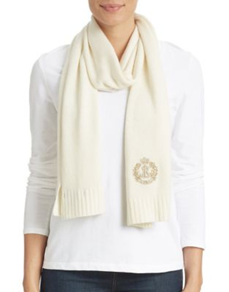 Lauren Ralph Lauren Monogram Merino-Wool Blend Scarf - CREAM