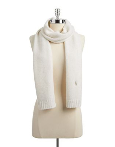 Polo Ralph Lauren Wool-Blend Knit Logo Scarf - CREAM