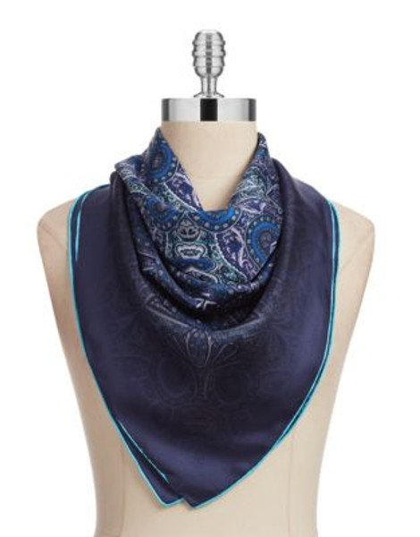 Echo Shadow Paisley Silk Scarf - POLAR OCEAN