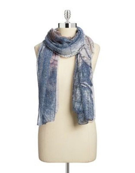 Lord & Taylor Map Print Scarf - BLUE