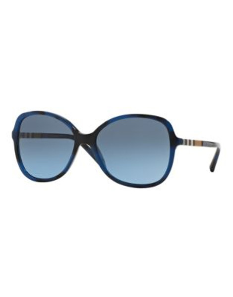 Burberry Check Block 56mm Butterfly Sunglasses - NAVY