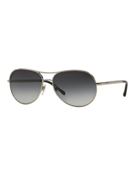 Burberry Gabardine 57mm Aviator Sunglasses - SILVER/BLACK